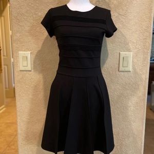 Parker Black Short Sleeve Pleated Dress